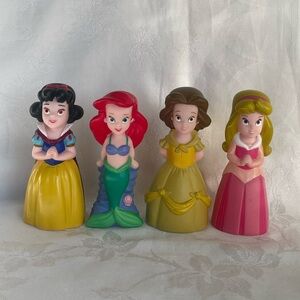 Disney Princess Vinyl Bath Toys Snow White Belle Ariel Aurora 5” Figure Lot of 4